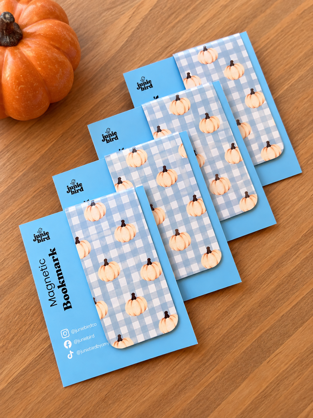 Pumpkin Gingham Magnetic Bookmark image 0