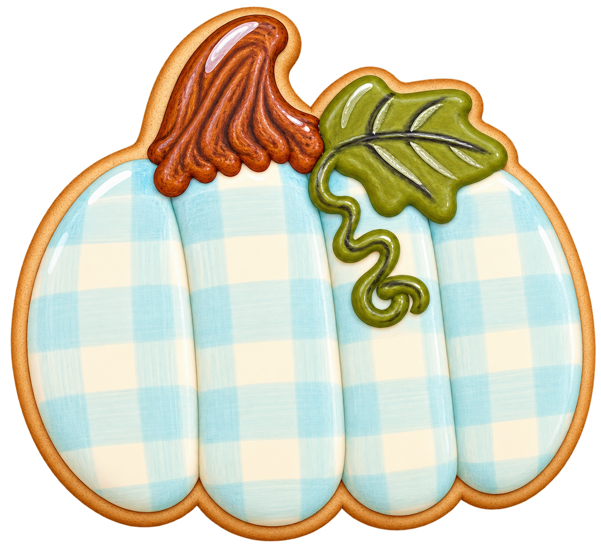 Pumpkin Cookie Sticker - Blue Gingham image